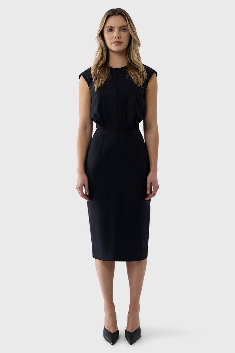 Gathered Waist Tailored Dress – Farage