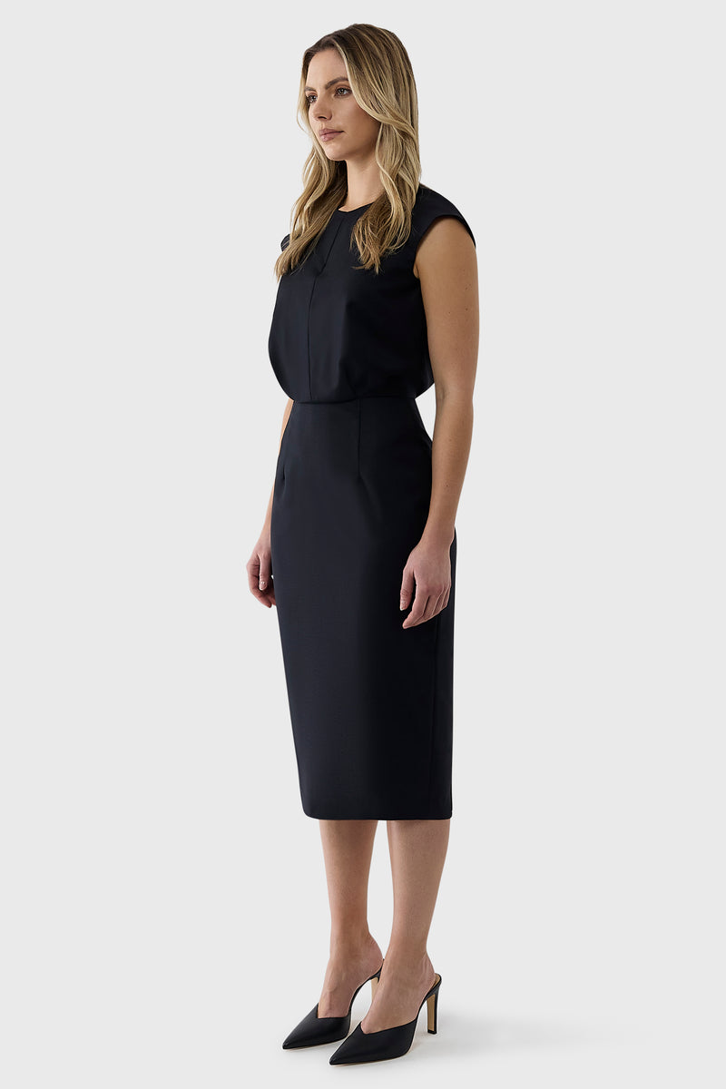 Gathered Waist Tailored Dress – Farage