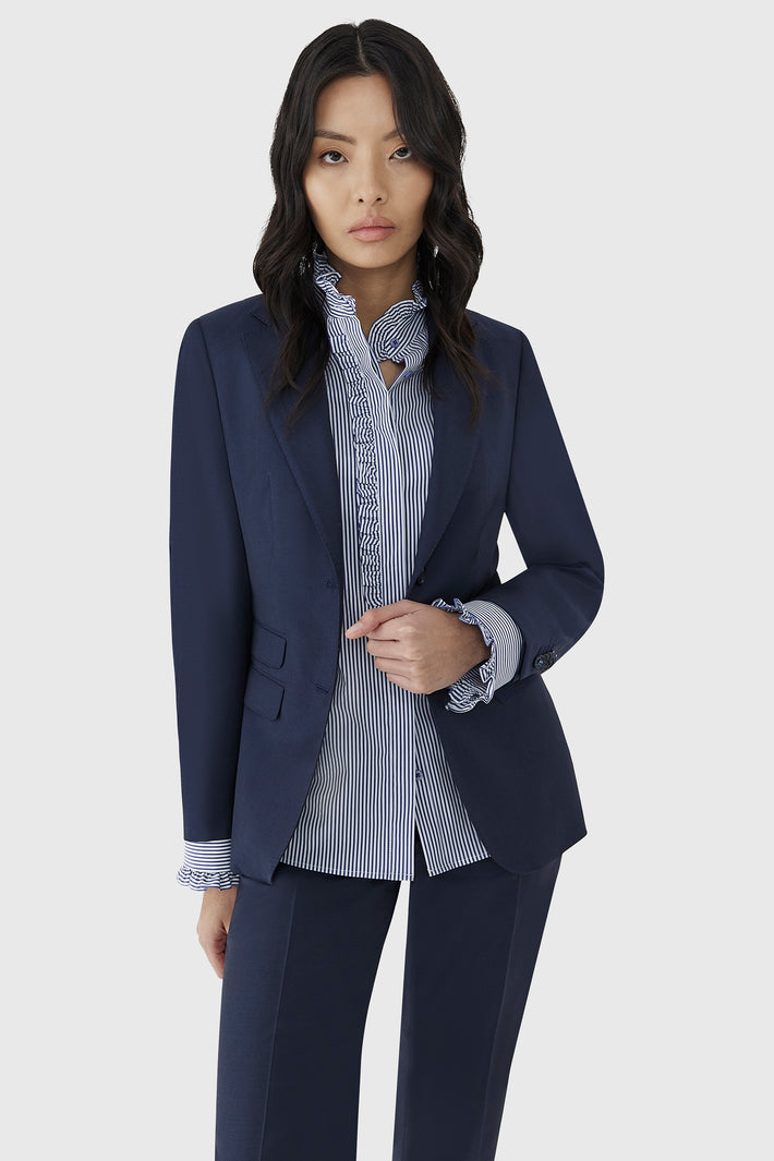 Stripe Cotton Ruffle Shirt