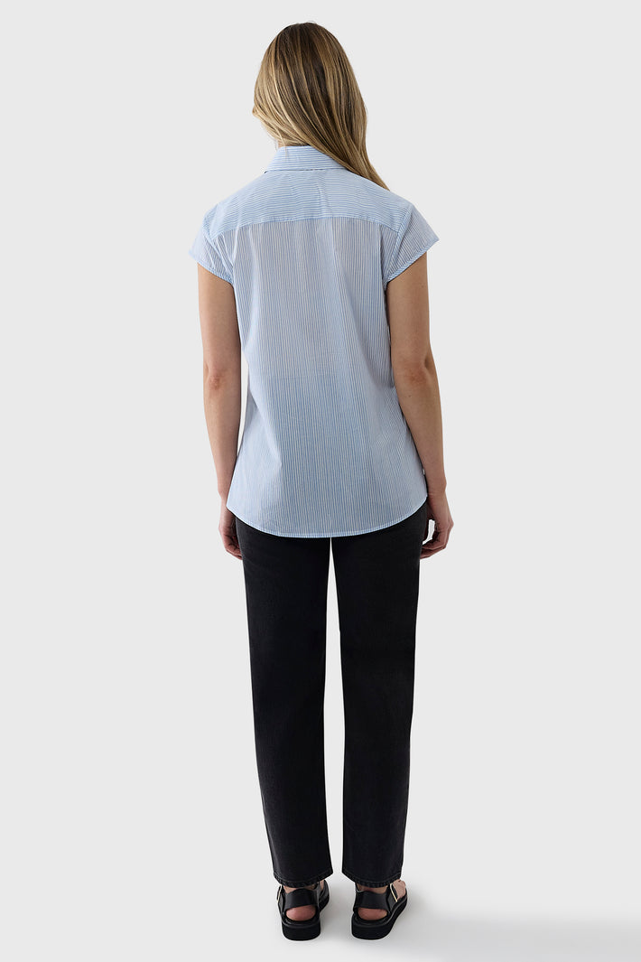 Cap Sleeve Stripe Shirt