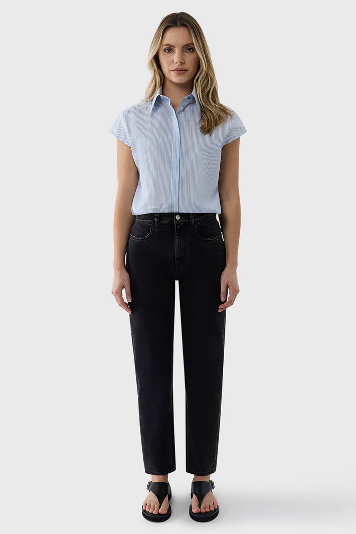 Cap Sleeve Stripe Shirt