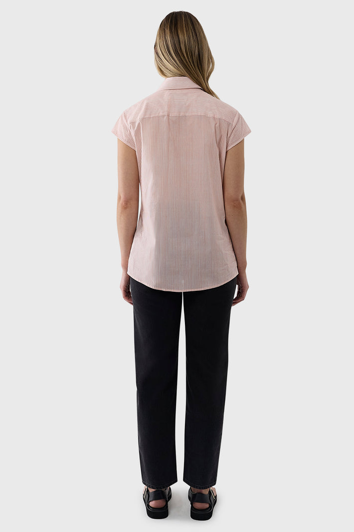 Cap Sleeve Stripe Shirt