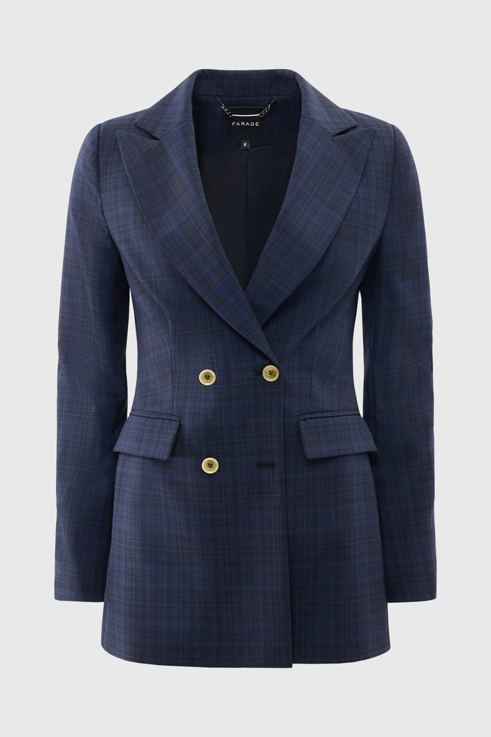 Check Double Breasted Blazer