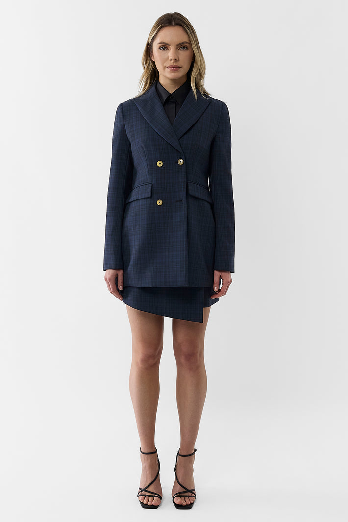 Check Double Breasted Blazer