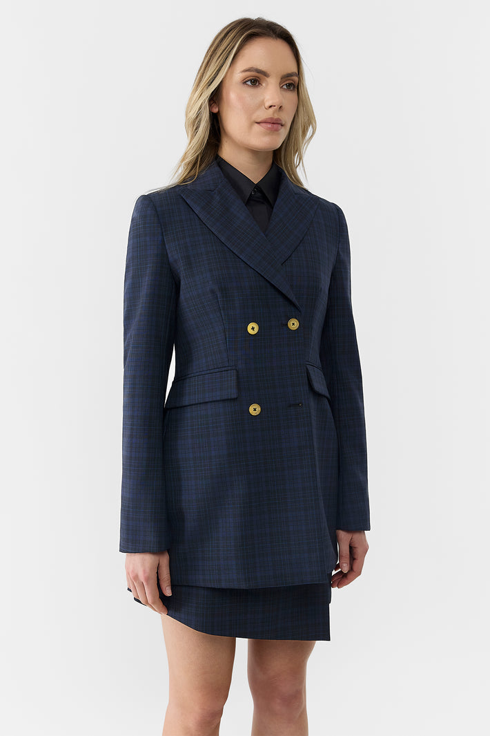 Check Double Breasted Blazer