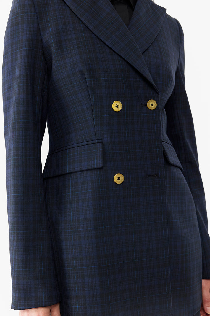 Check Double Breasted Blazer