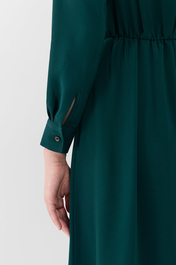 Cinched Waist Crepe Shirtdress