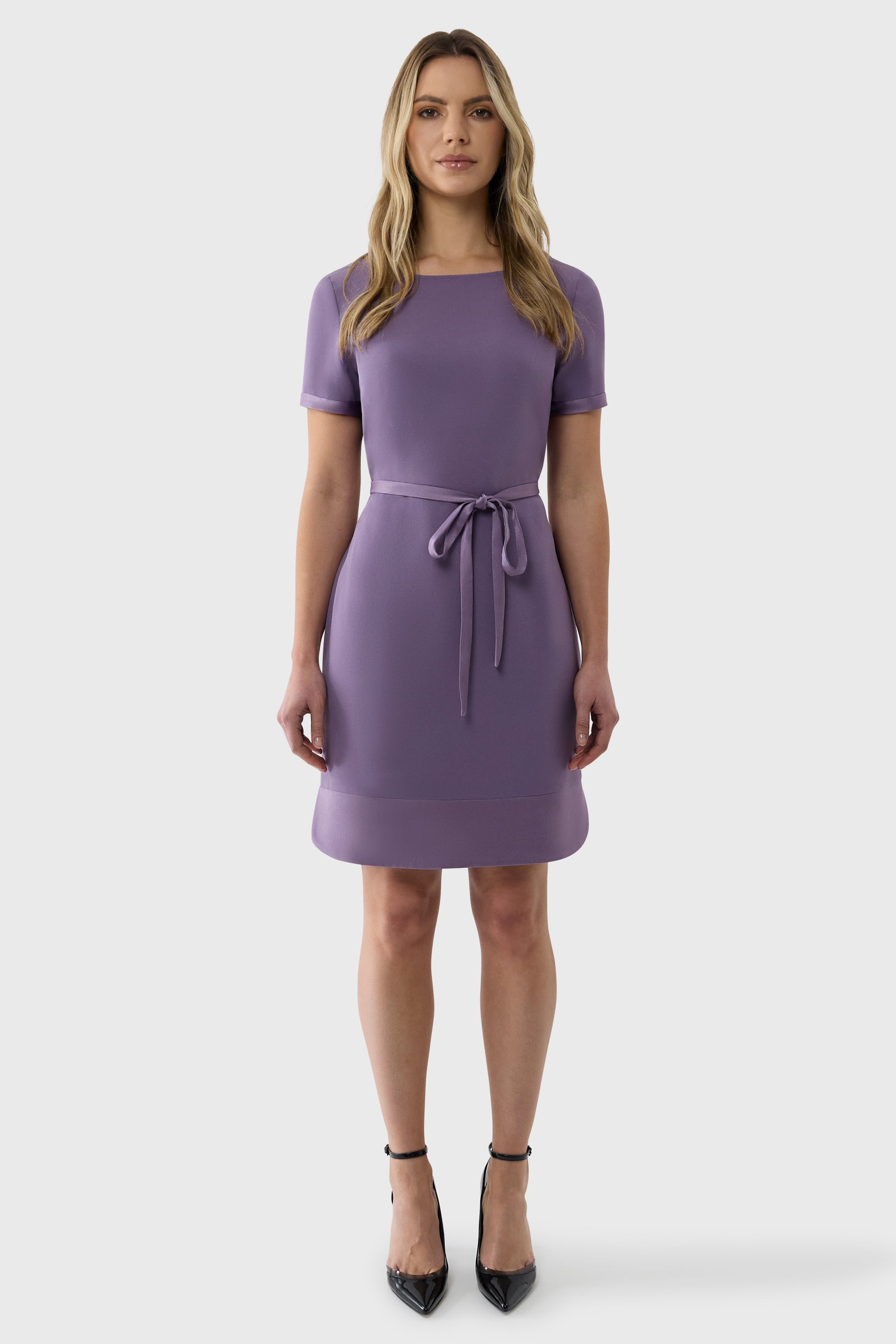 strapless open back dress Boden Purple Eda Cotton Shift Dress US 10 R Womens