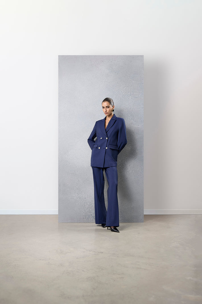 Pinstripe Wide Leg Trouser