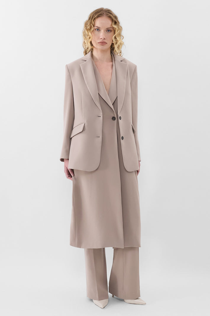 Mushroom Twill Wide Leg Trouser