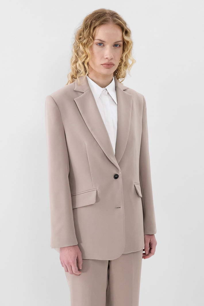 Mushroom Twill Oversized Blazer