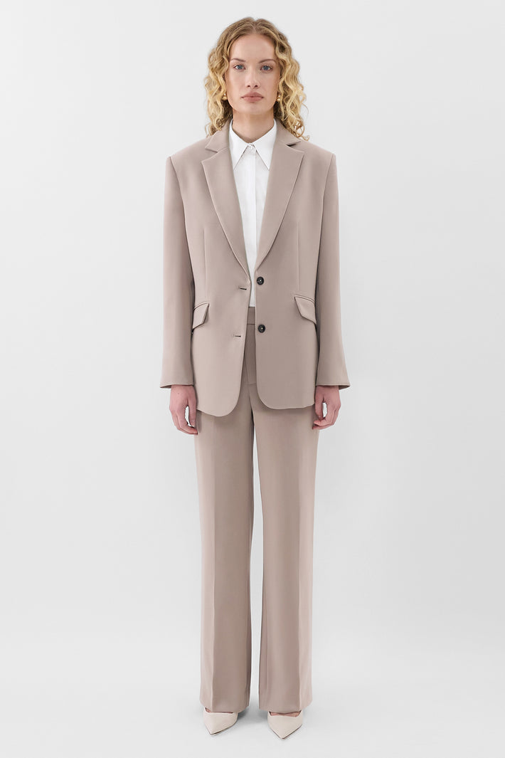 Mushroom Twill Oversized Blazer