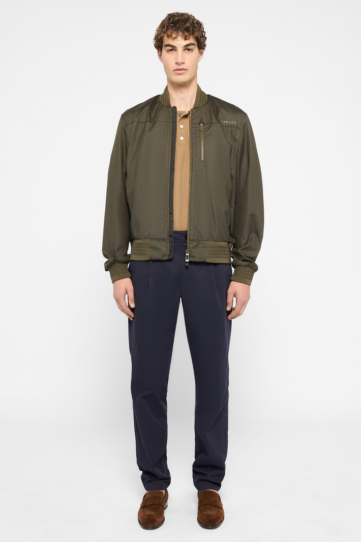 Wax Cotton Bomber Jacket