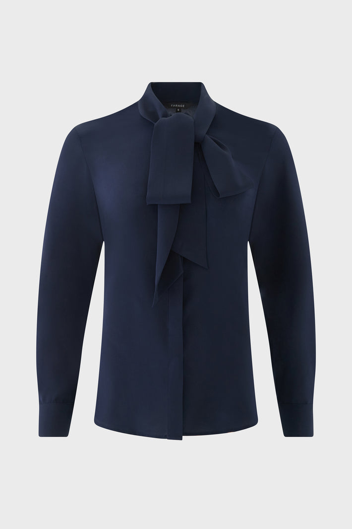 Norah Bow Blouse Navy
