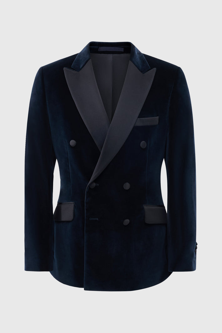 London Velvet Double-Breasted Blazer