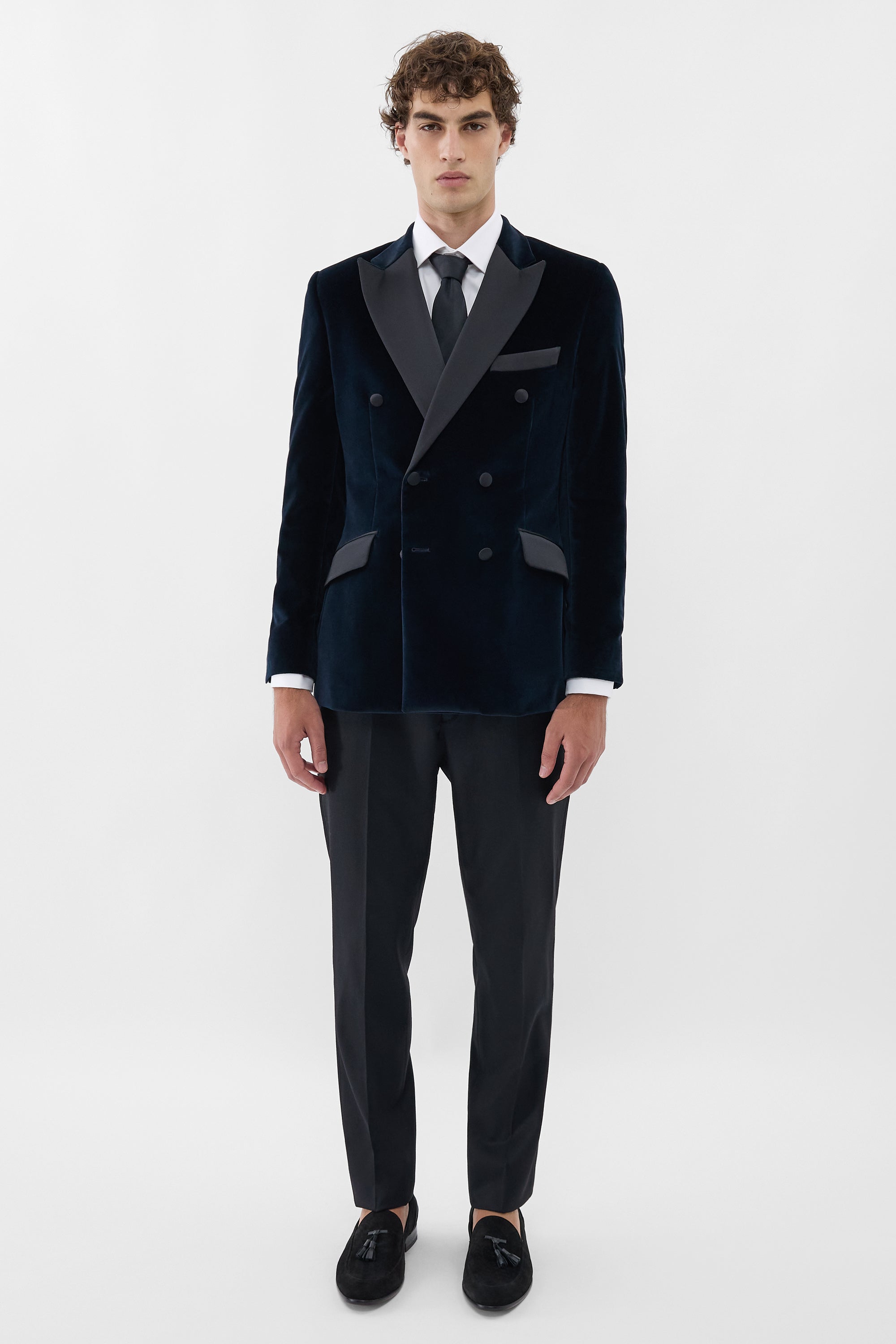 Navy Velvet Double Breasted Velvet Blazer Mens London Velvet