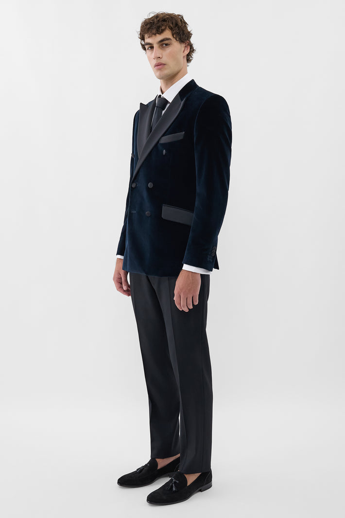London Velvet Double-Breasted Blazer