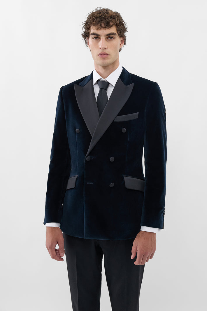London Velvet Double-Breasted Blazer