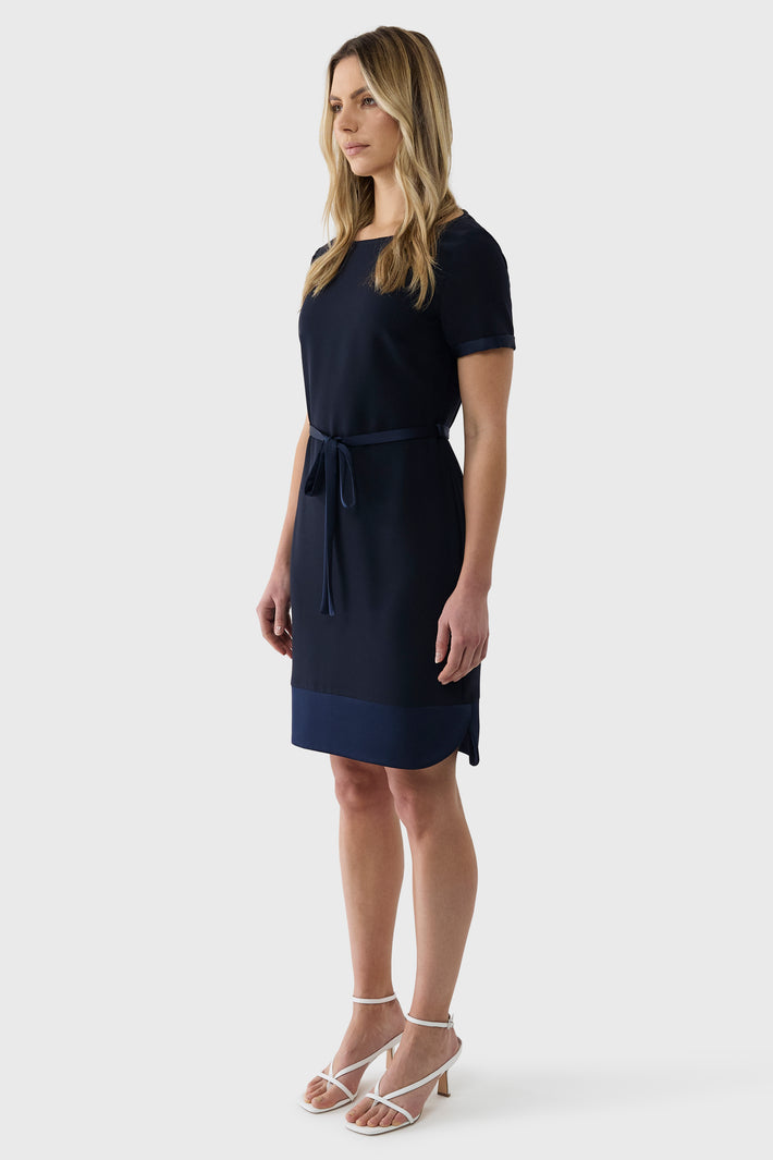 Satin Crepe Shift Dress