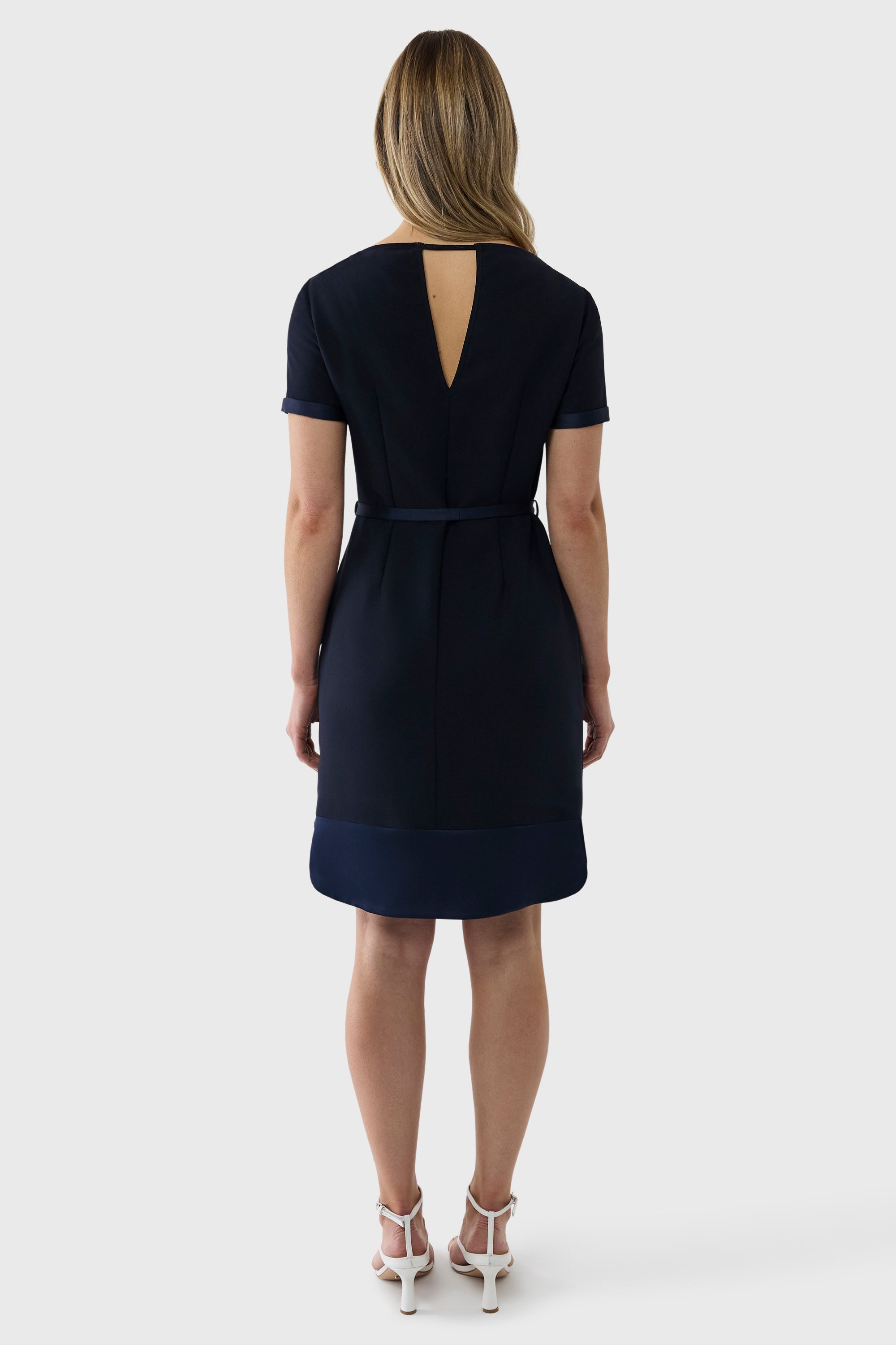 Ladies navy shift dress best sale