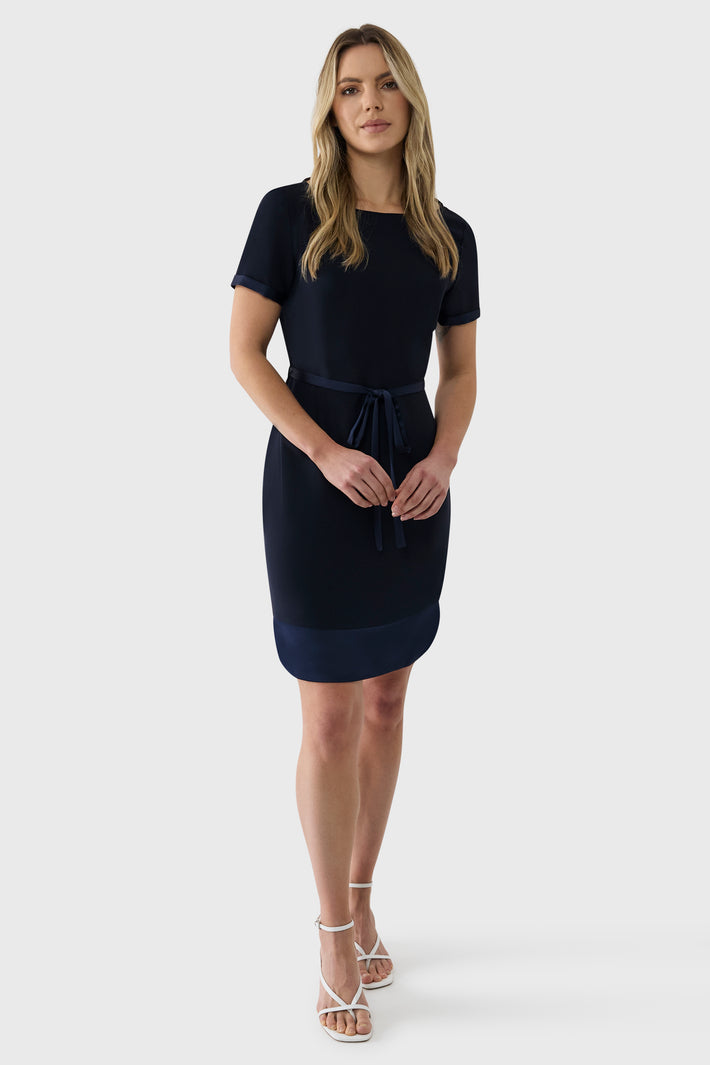 Satin Crepe Shift Dress