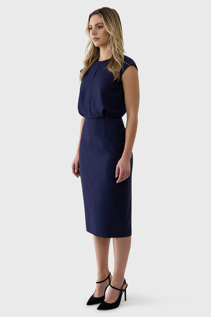 Gathered Waist Tailored Dress