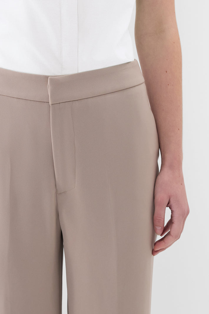 Mushroom Twill Wide Leg Trouser