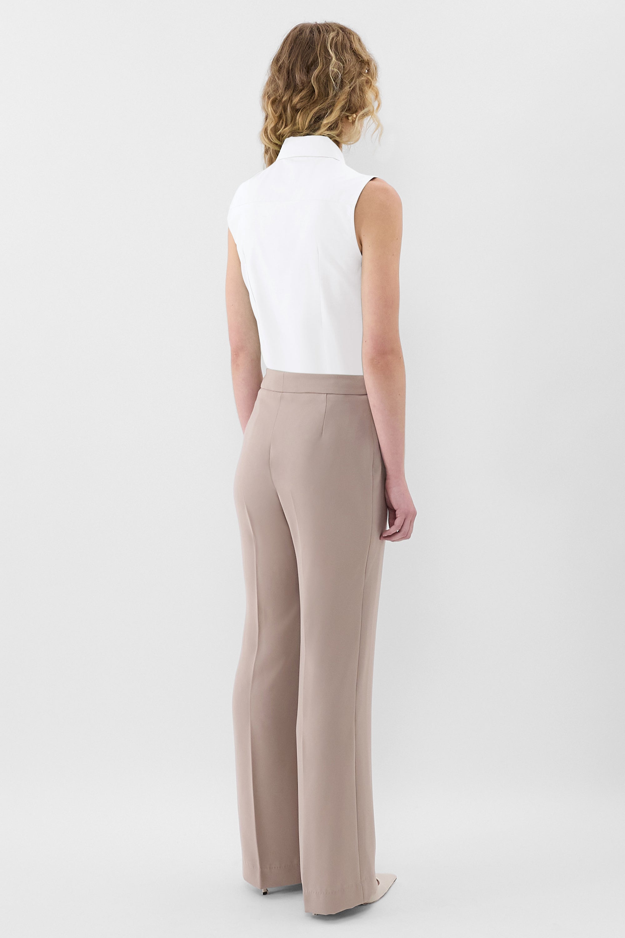 Mushroom Twill Wide Leg Trouser