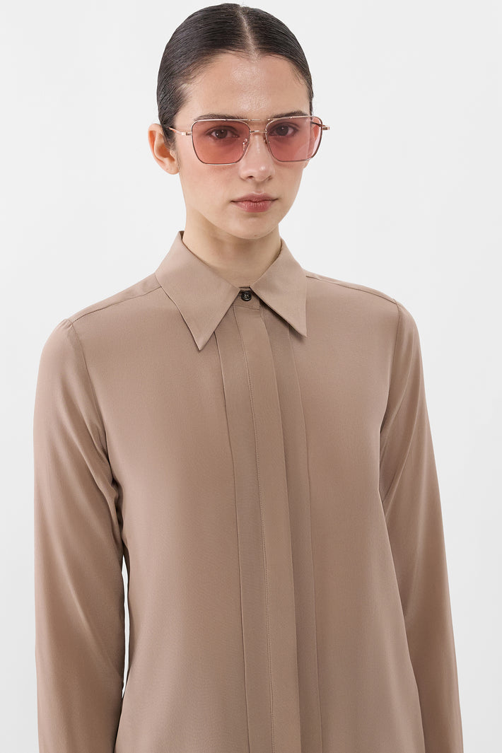 Single Pleat Silk Shirt