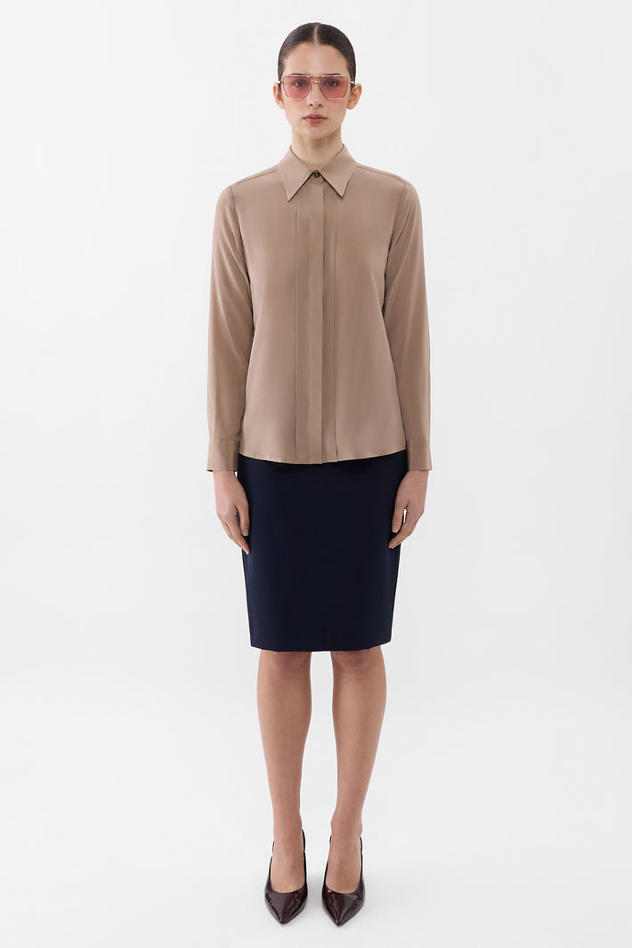 Single Pleat Silk Shirt