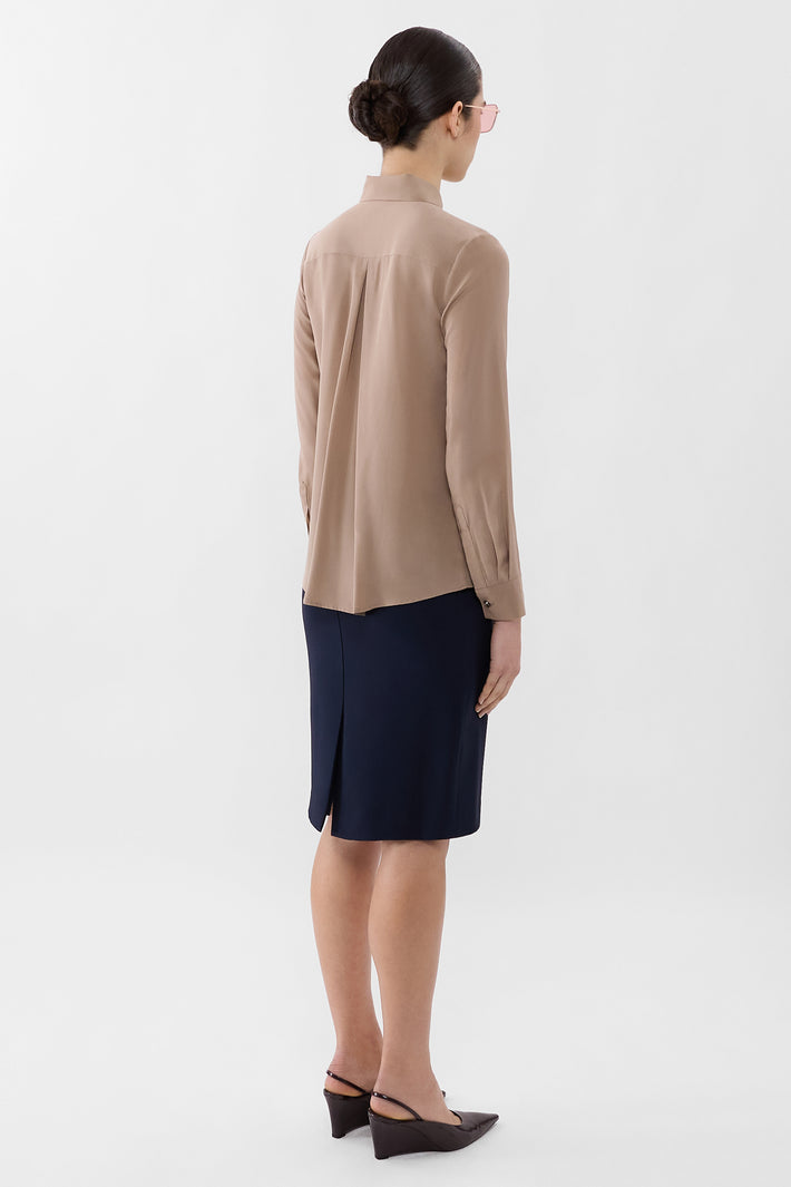 Single Pleat Silk Shirt
