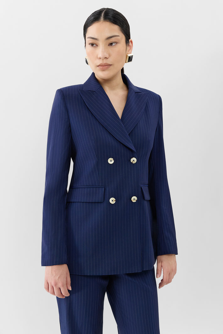 Double Breasted Pinstripe Blazer