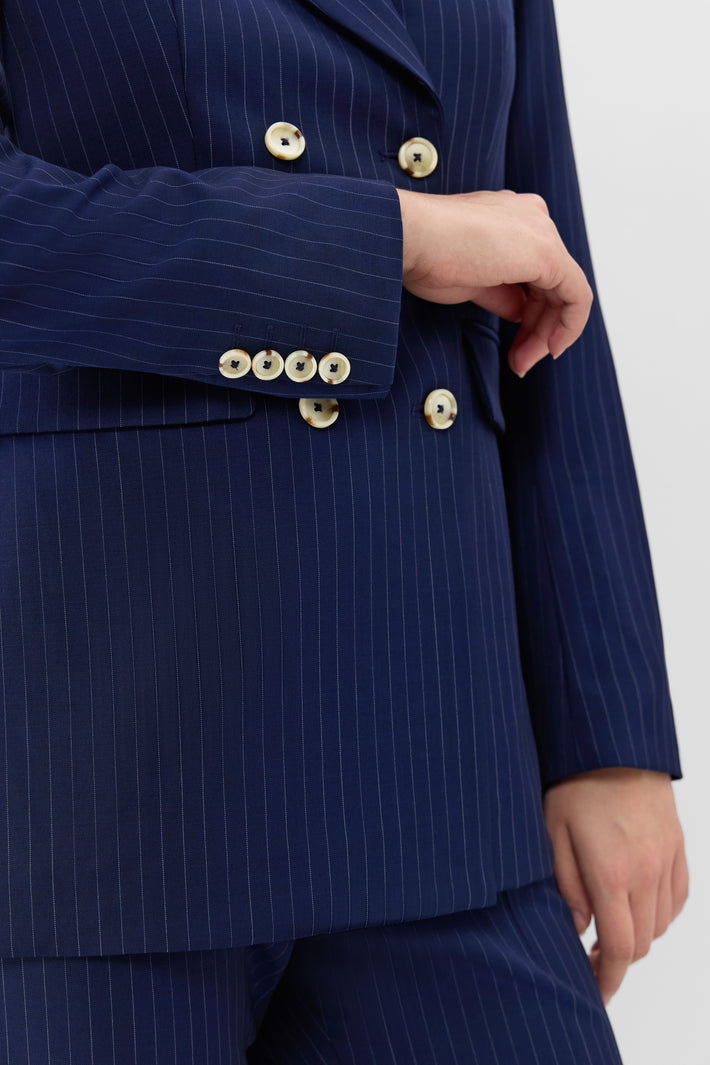 Double Breasted Pinstripe Blazer