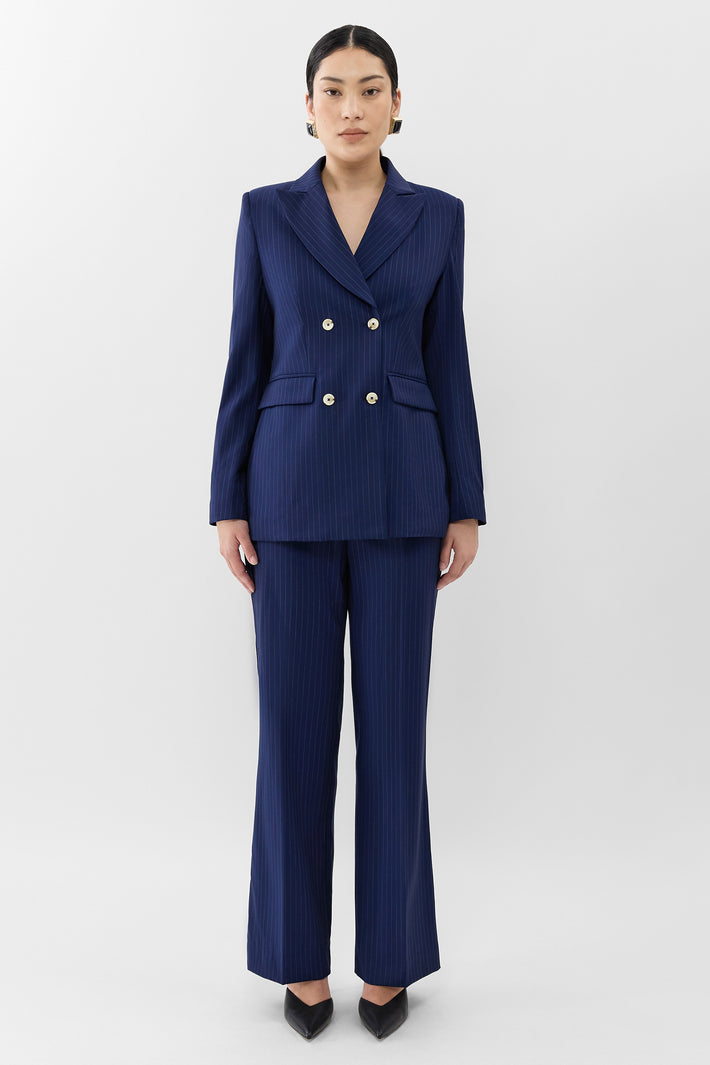Double Breasted Pinstripe Blazer