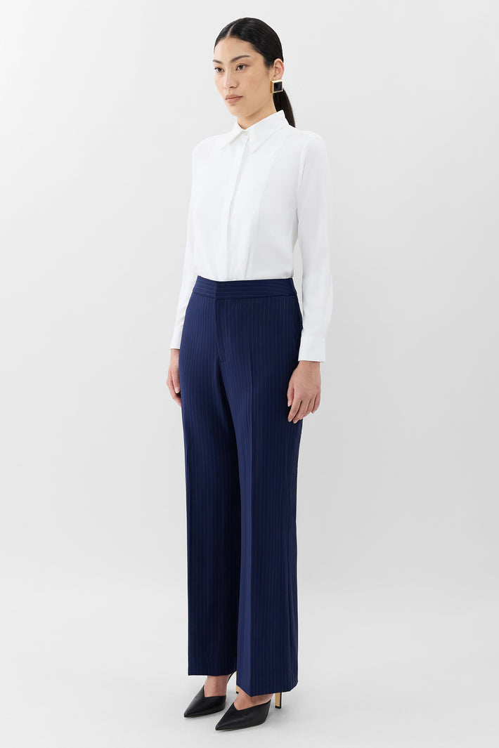 Pinstripe Wide Leg Trouser
