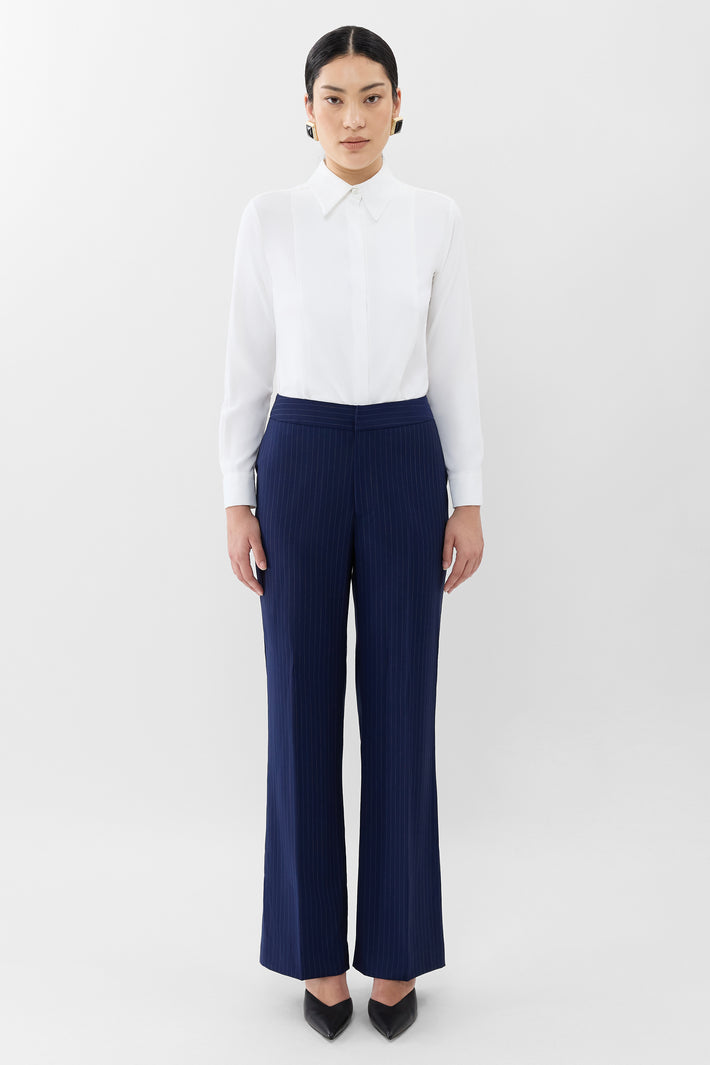 Pinstripe Wide Leg Trouser
