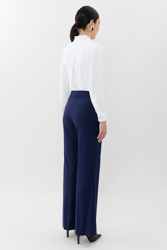 Pinstripe Wide Leg Trouser