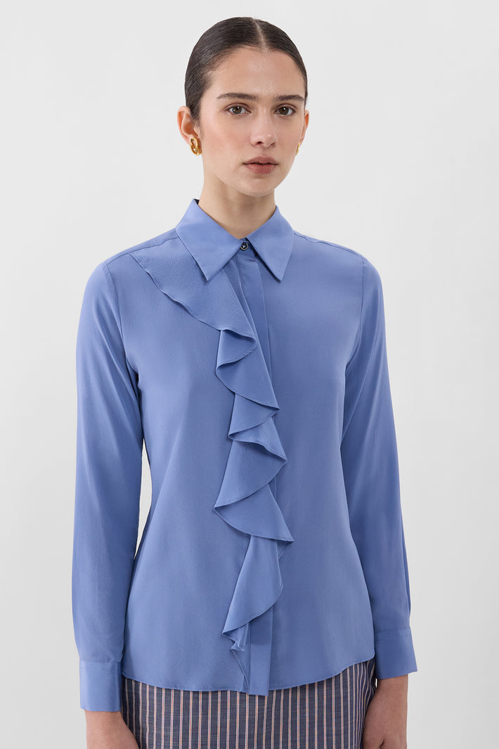 Kazel Ruffle Shirt Ruffle Silk Shirt – Farage