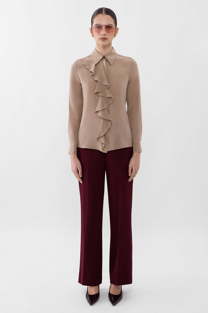 Ruffle Silk Shirt