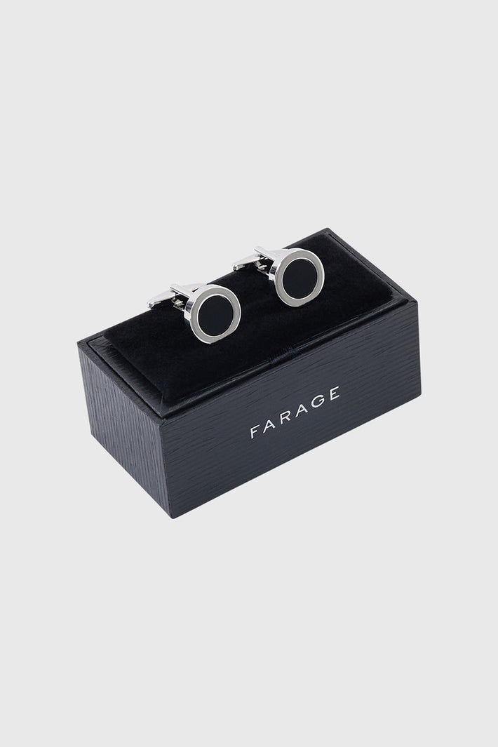 Rhodium Plated with Black Cufflinks