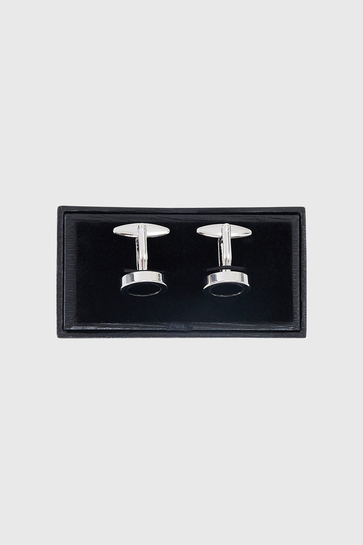 Rhodium Plated with Black Cufflinks