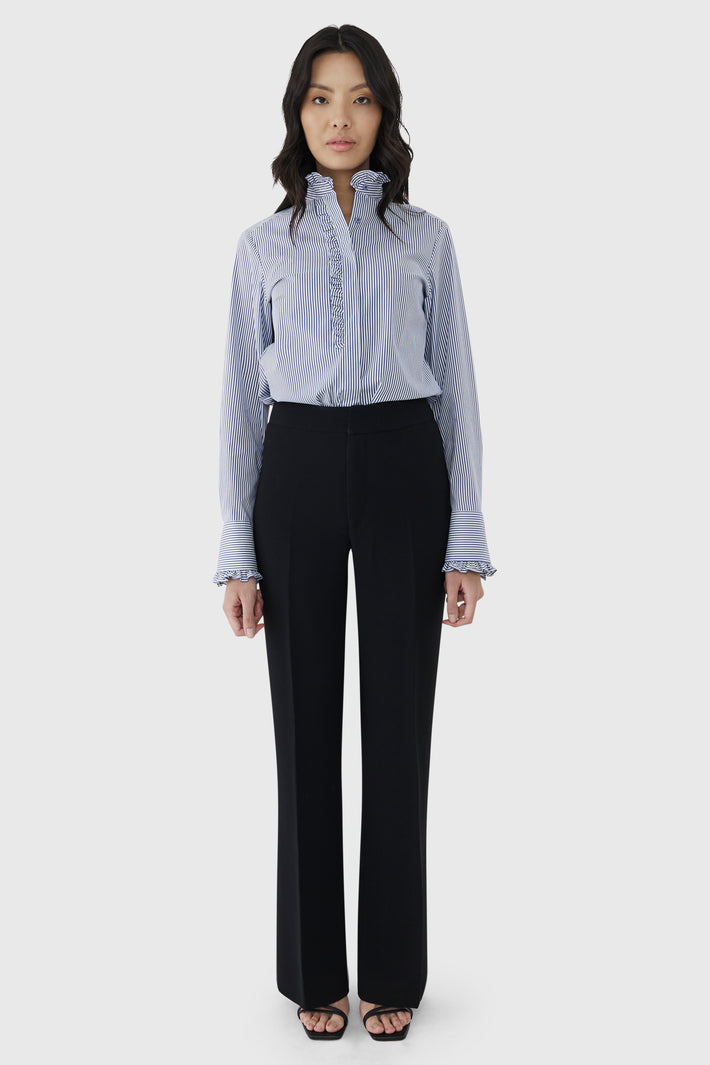 Stripe Cotton Ruffle Shirt