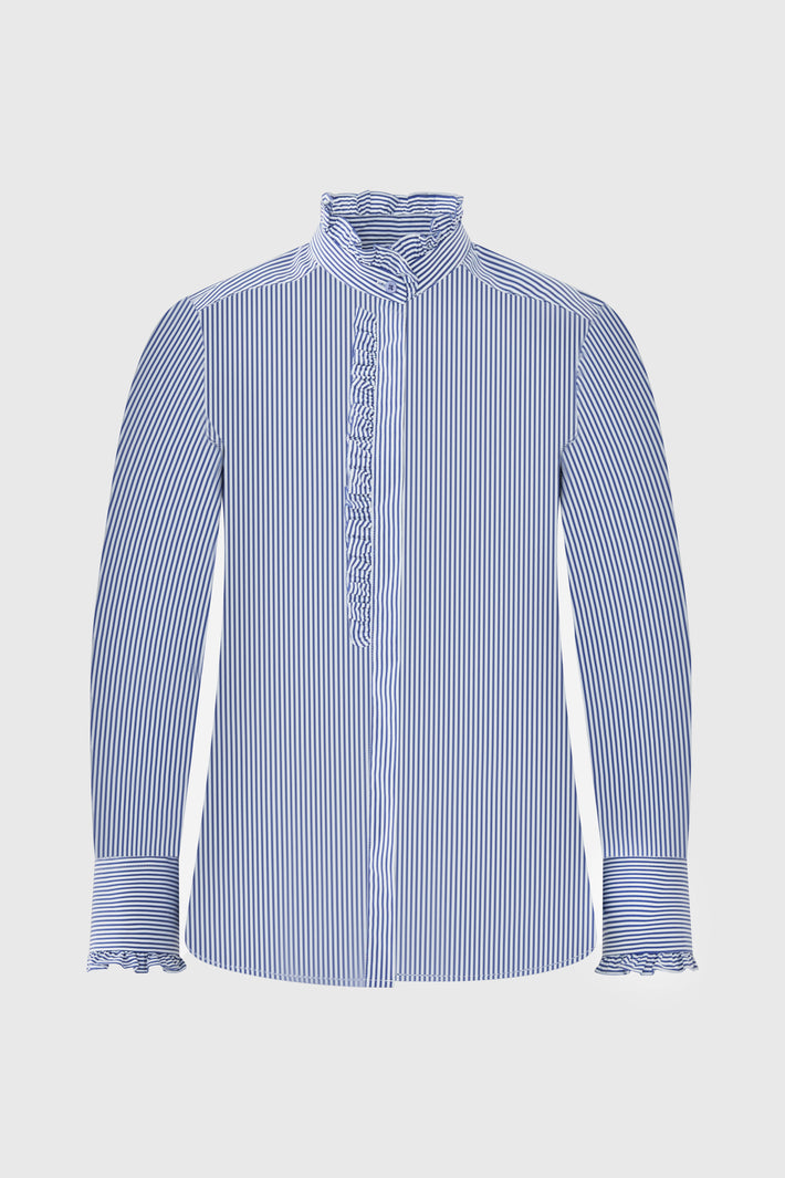 Stripe Cotton Ruffle Shirt