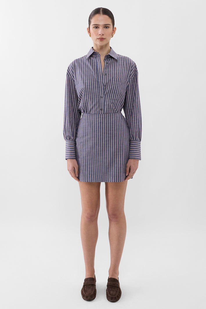 Chambray Stripe Mini Skirt