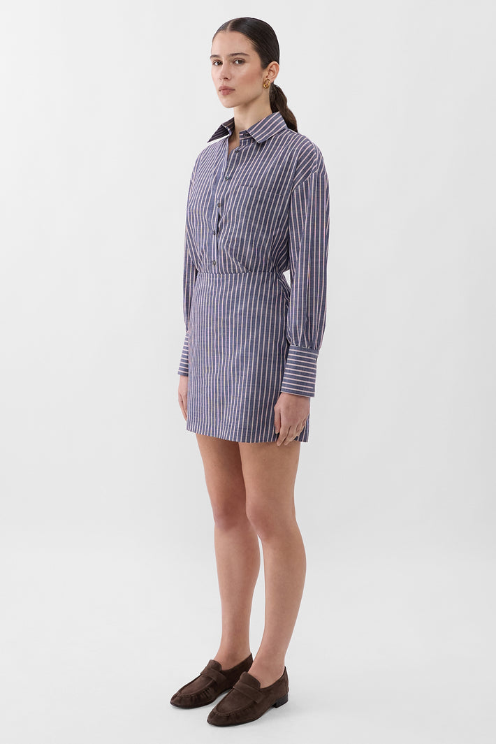 Chambray Stripe Mini Skirt