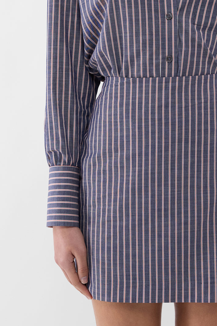 Chambray Stripe Mini Skirt