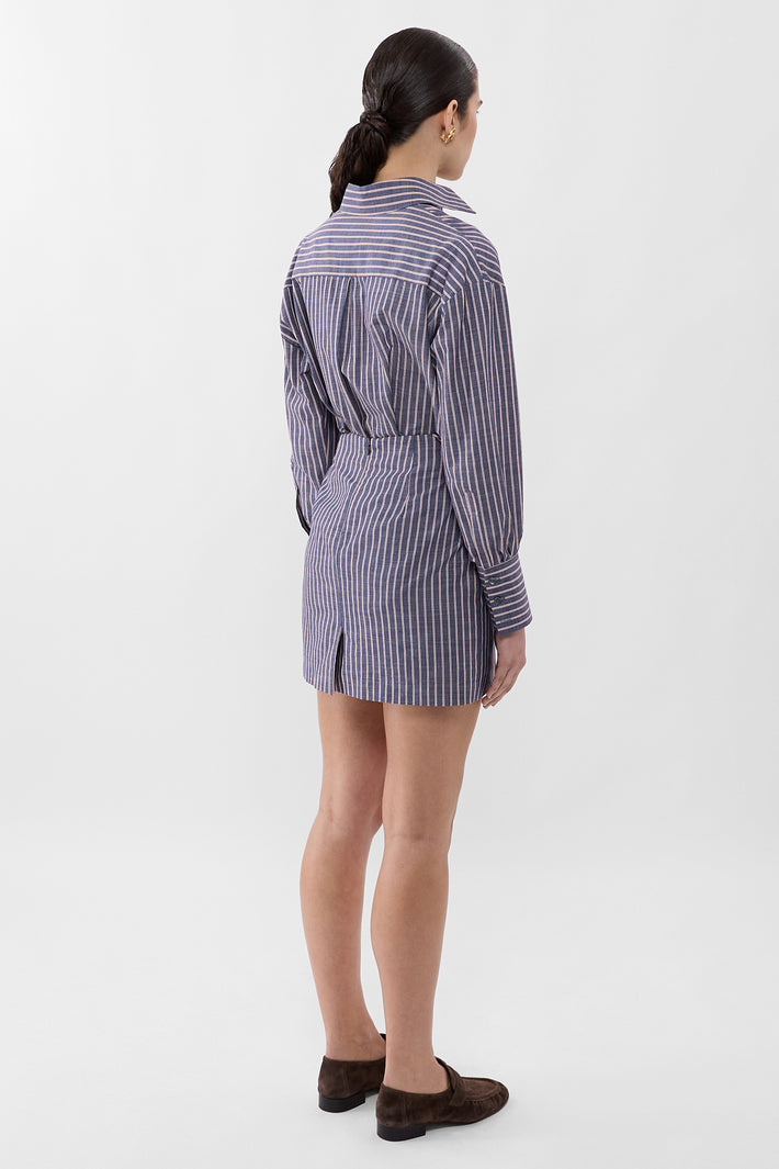 Chambray Stripe Mini Skirt