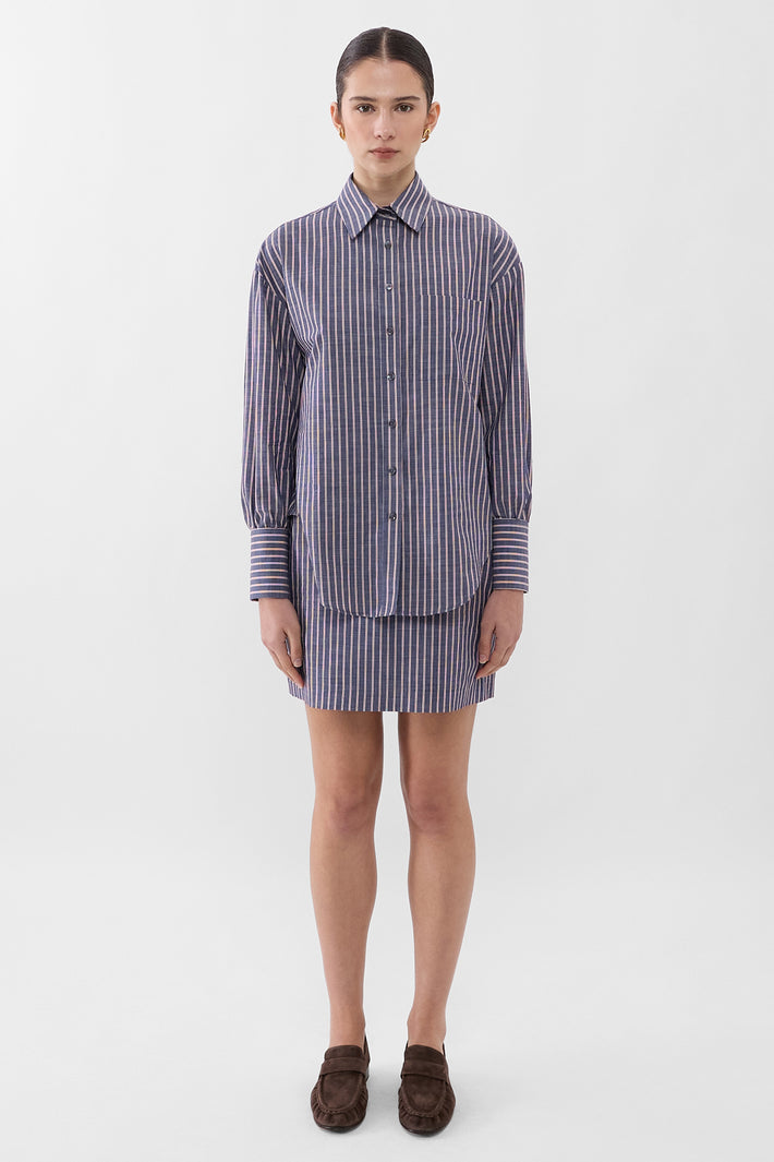 Chambray Stripe Oversized Shirt