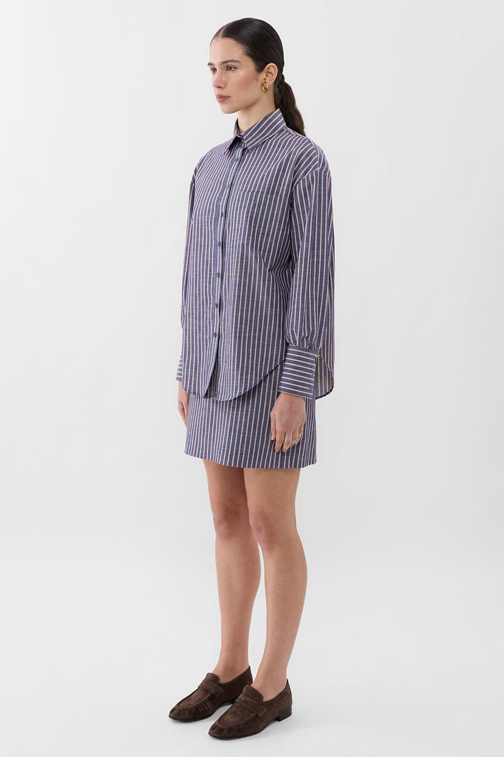 Chambray Stripe Oversized Shirt