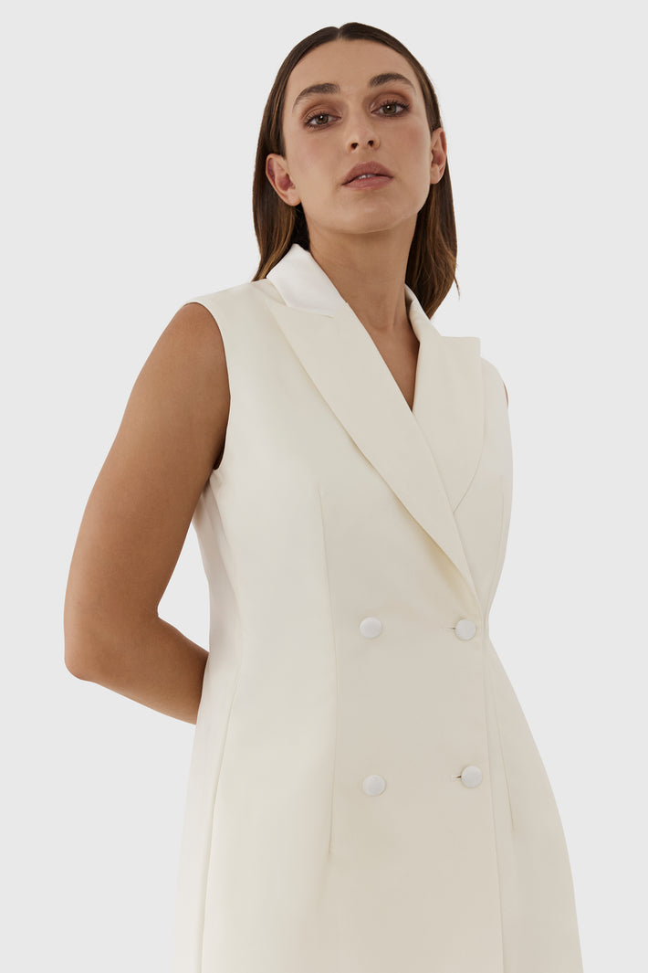 Dylan Tuxedo Dress Ivory